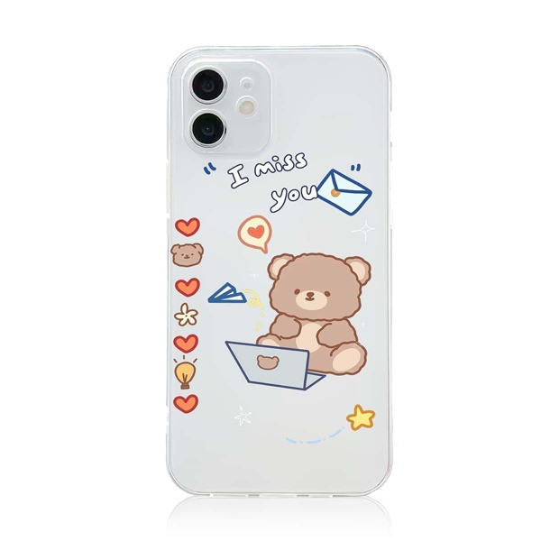 

Cartoon Bear Print Phone Case, Clear