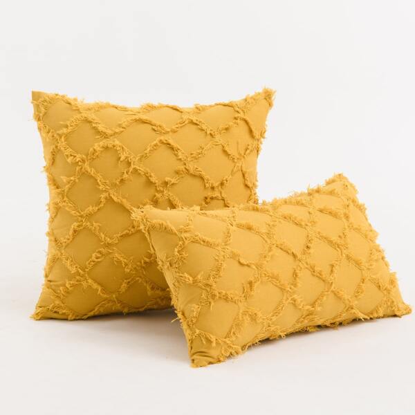 

1pc Plain Cushion Cover Without Filler, Yellow