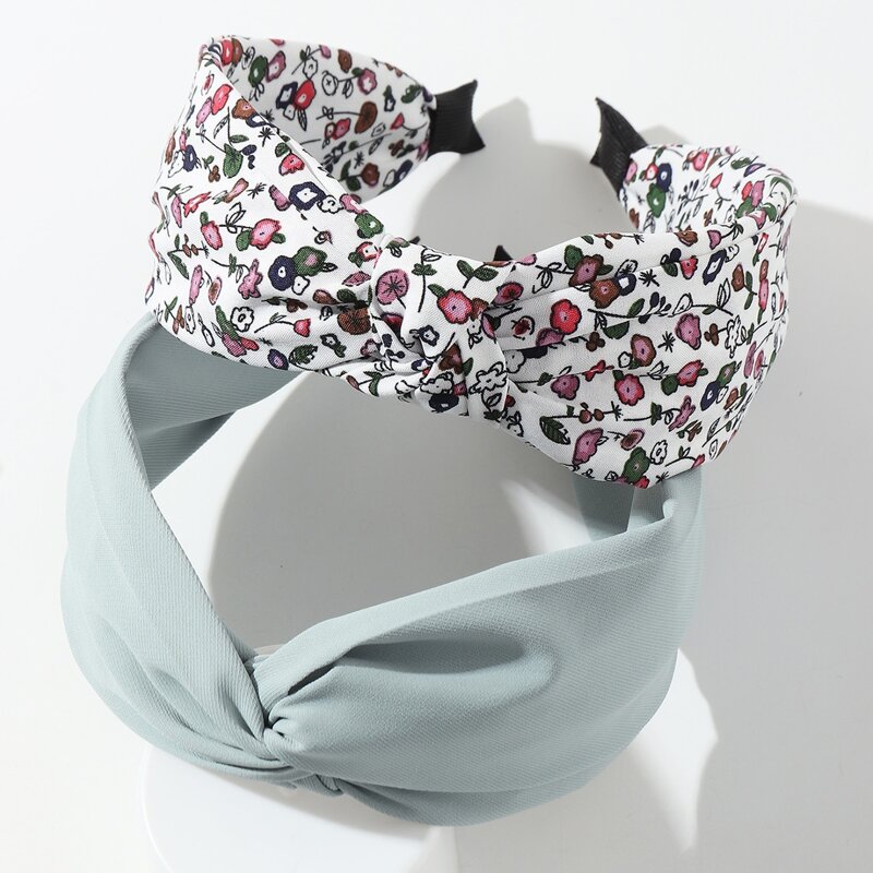 

2pcs Flower Print Headband, Baby blue