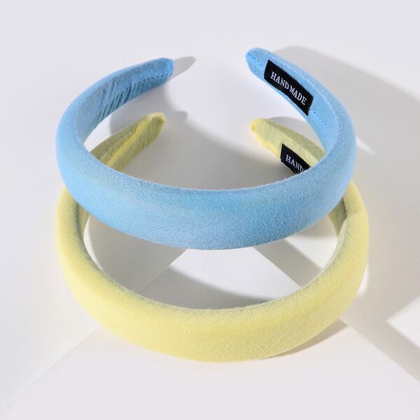 

2pcs Solid Wide Headband, Multicolor