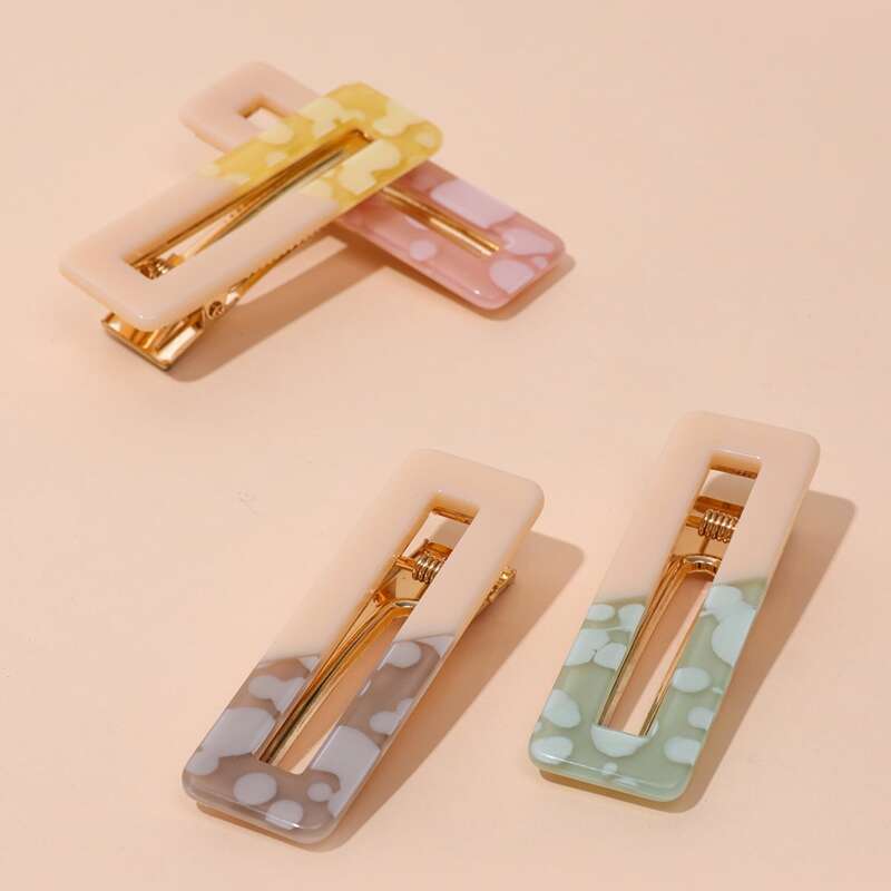 

4pcs Geometric Hair Clip, Multicolor