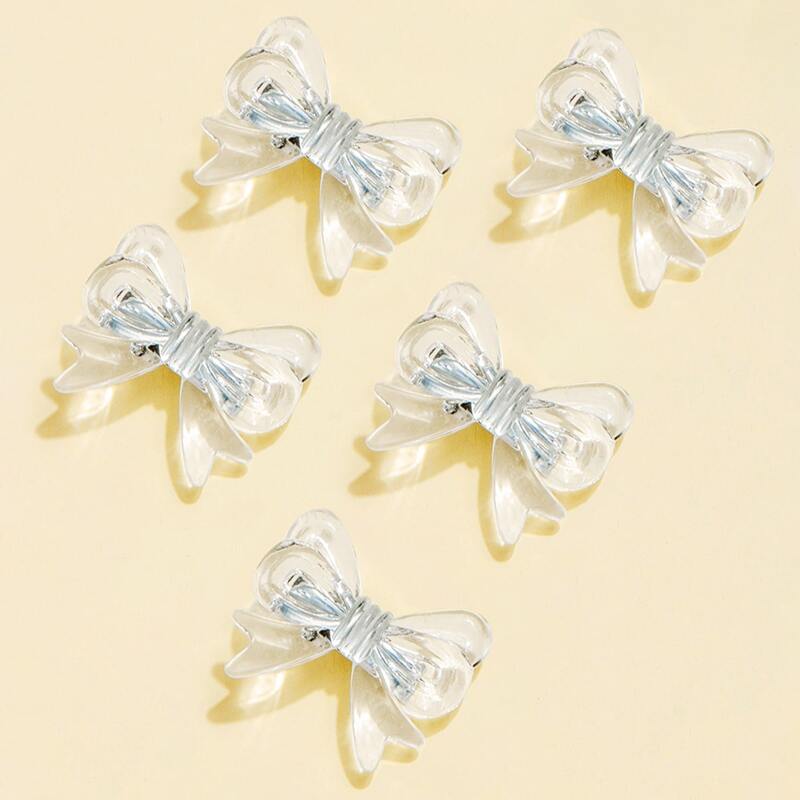 

5pcs Bow Design Hair Clip, Clear
