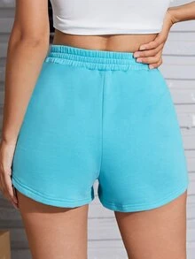 SHEIN Quần short Túi Lá thư Giải trí - Màu xanh bạc hà - Xem 2