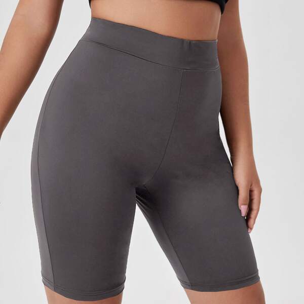 

Plus High Waist Biker Shorts, Grey