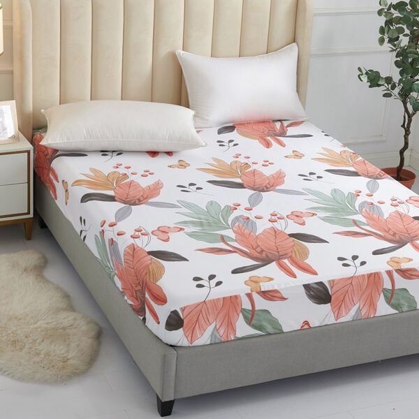 

Leaf Print Fitted Sheet, Multicolor