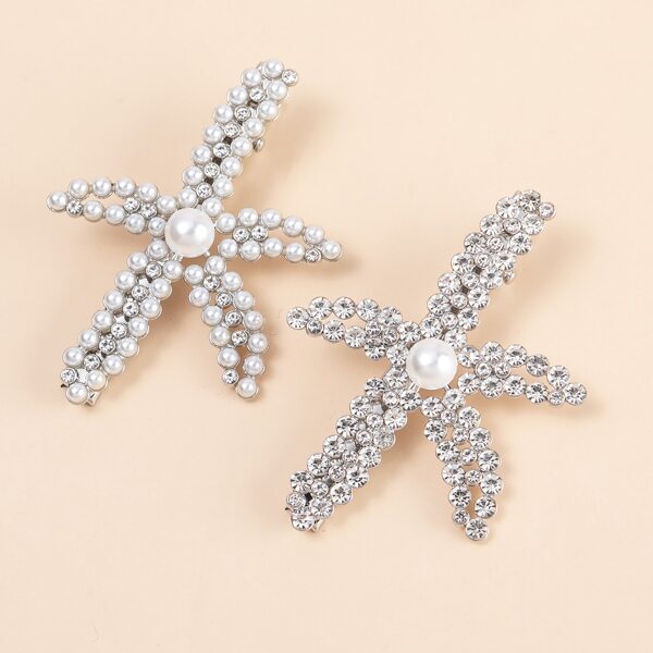 

2pcs Starfish Design Hair Clip, Silver