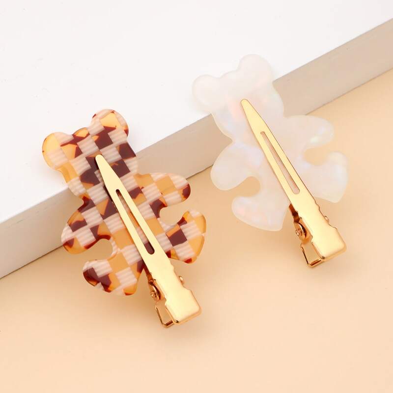 

2pcs Cartoon Bear Decor Hair Clip, Multicolor