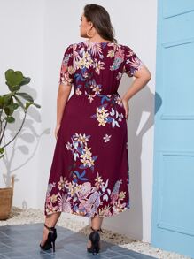 SHEIN Vestidos Tallas Grandes Floral Sencillo - Multicolor - Ver 2