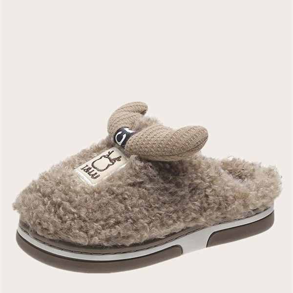 

Toddler Girls Fluffy Elk Horn Decor Slippers, Khaki