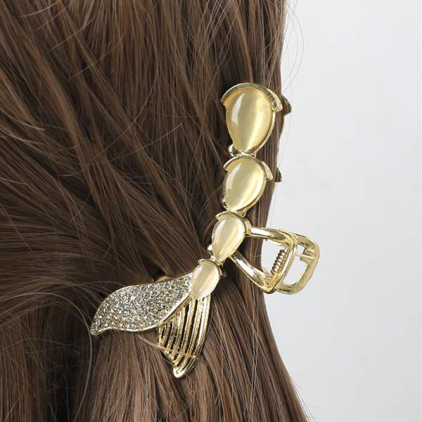 

Rhinestone Decor Hair Claw, Gold