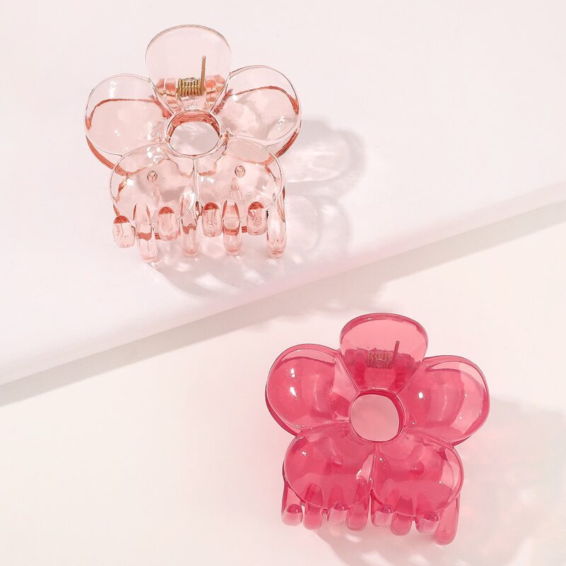 

2pcs Flower Design Hair Claw, Multicolor