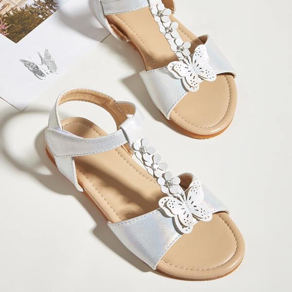 

Girls Applique Strappy Sandals, Silver
