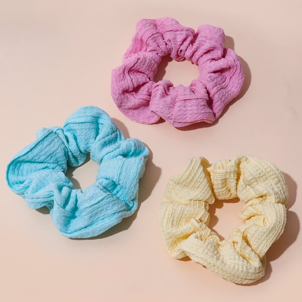 

3pcs Solid Scrunchies, Multicolor