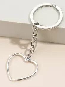 Heart Pendant Keychain Valentine's Day Valentines - Silver - View 1