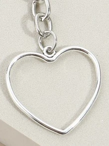 Heart Pendant Keychain Valentine's Day Valentines - Silver - View 3