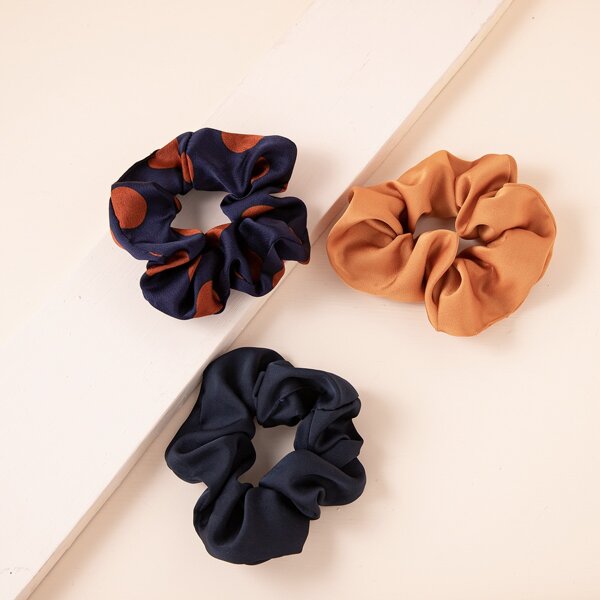 

3pcs Simple Scrunchies, Multicolor