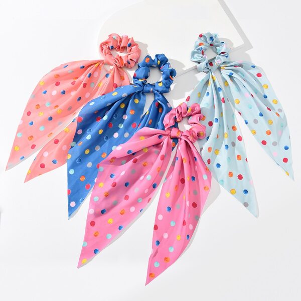 

4pcs Polka Dot Print Hair Tie, Multicolor