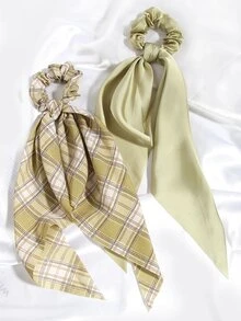 3入組飄帶髮圈 - 綠色 - 查看 2