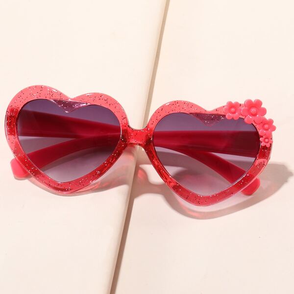 

Girls Heart Frame Sunglasses, Red