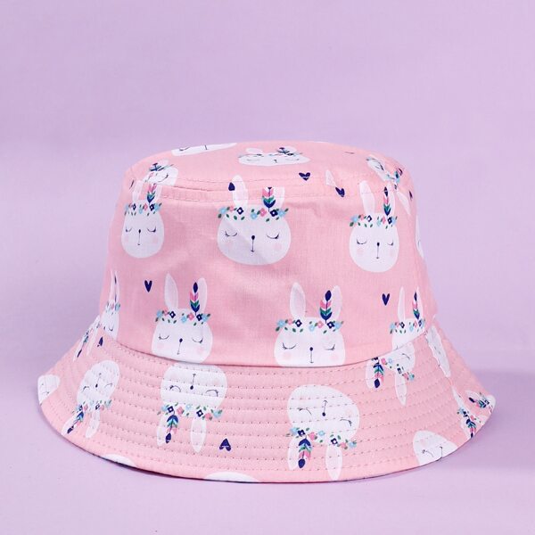 

Toddler Girls Cartoon Rabbit Graphic Bucket Hat, Pink