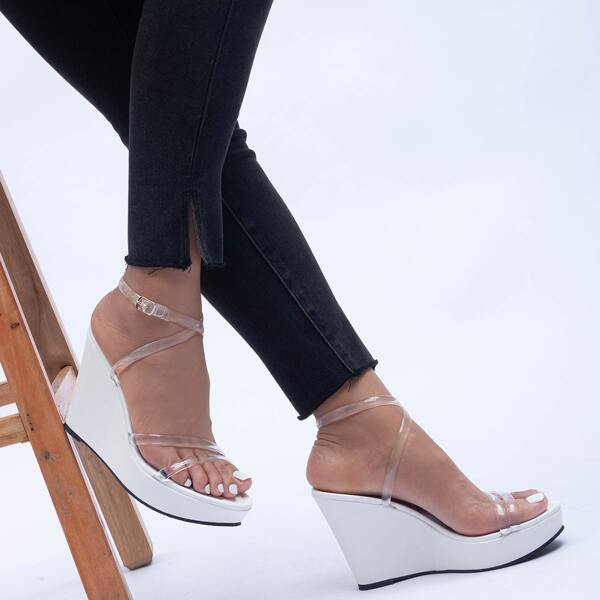 

Clear Ankle Strap Wedge Sandals