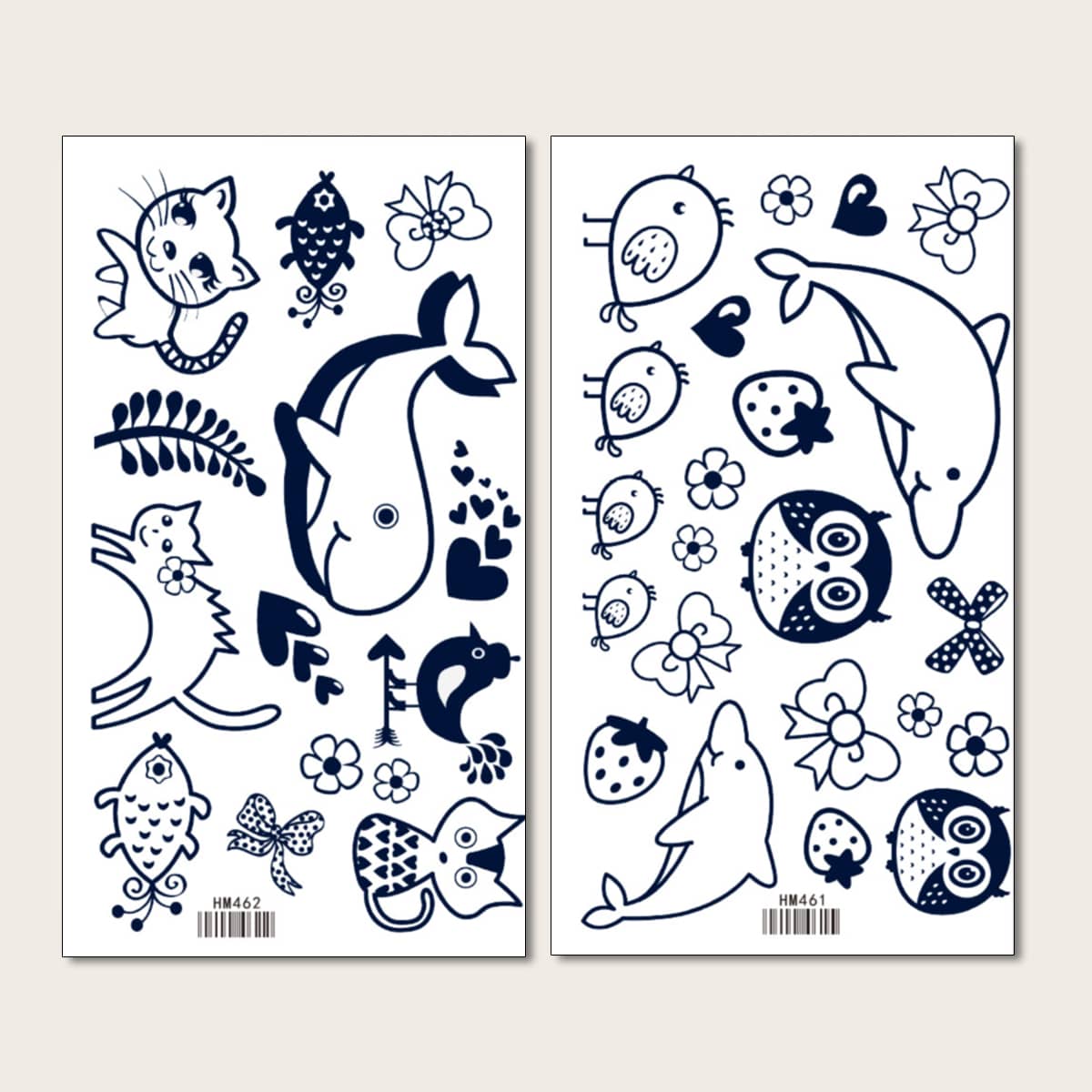 

2pcs Cartoon Animal Tattoo Sticker, Blue