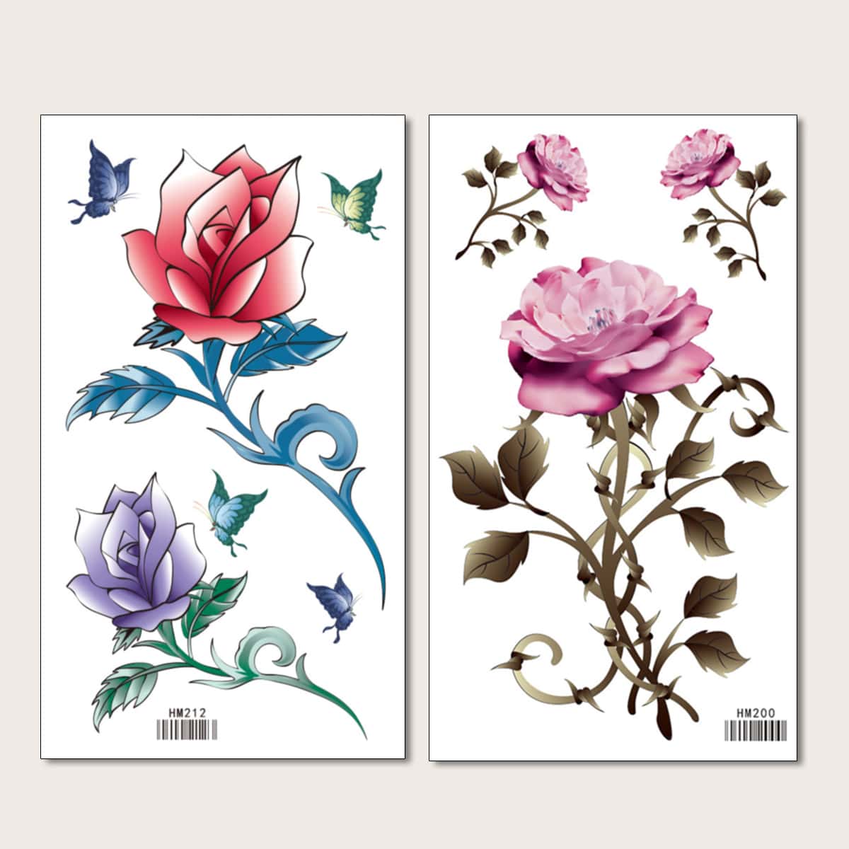 

2pcs Flower Pattern Tattoo Sticker, Multicolor