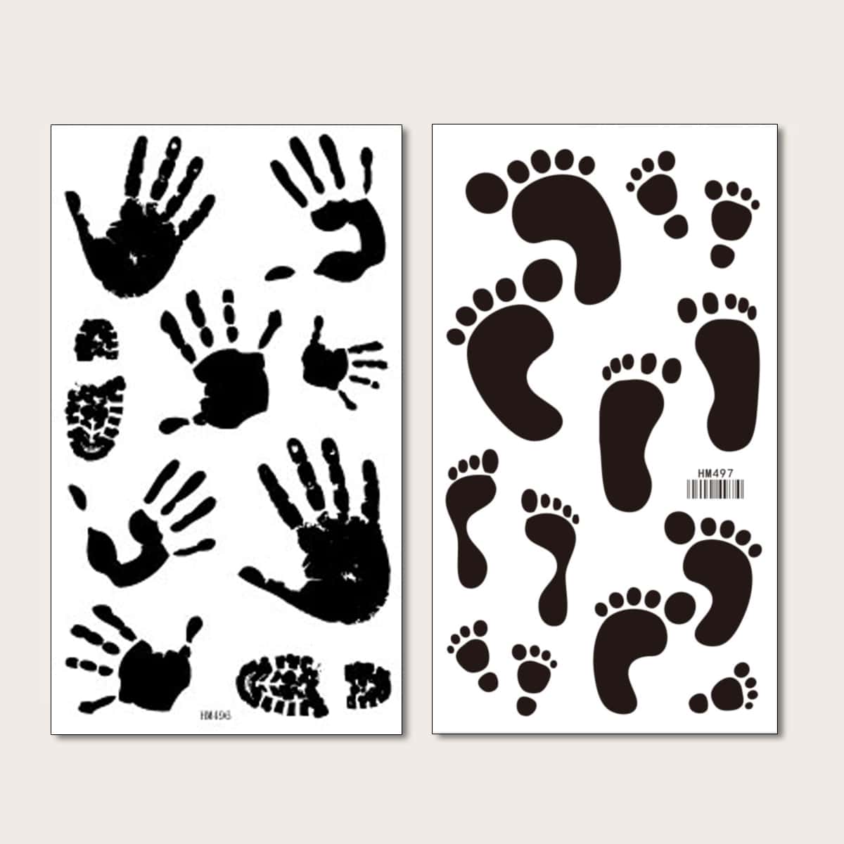 

2pcs Footprint Tattoo Sticker, Black