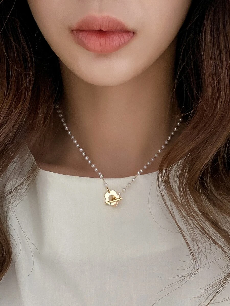 DAZY 花細節項鍊 - 金黃色 - 查看 1