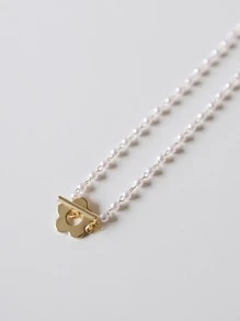 DAZY 花細節項鍊 - 金黃色 - 查看 7