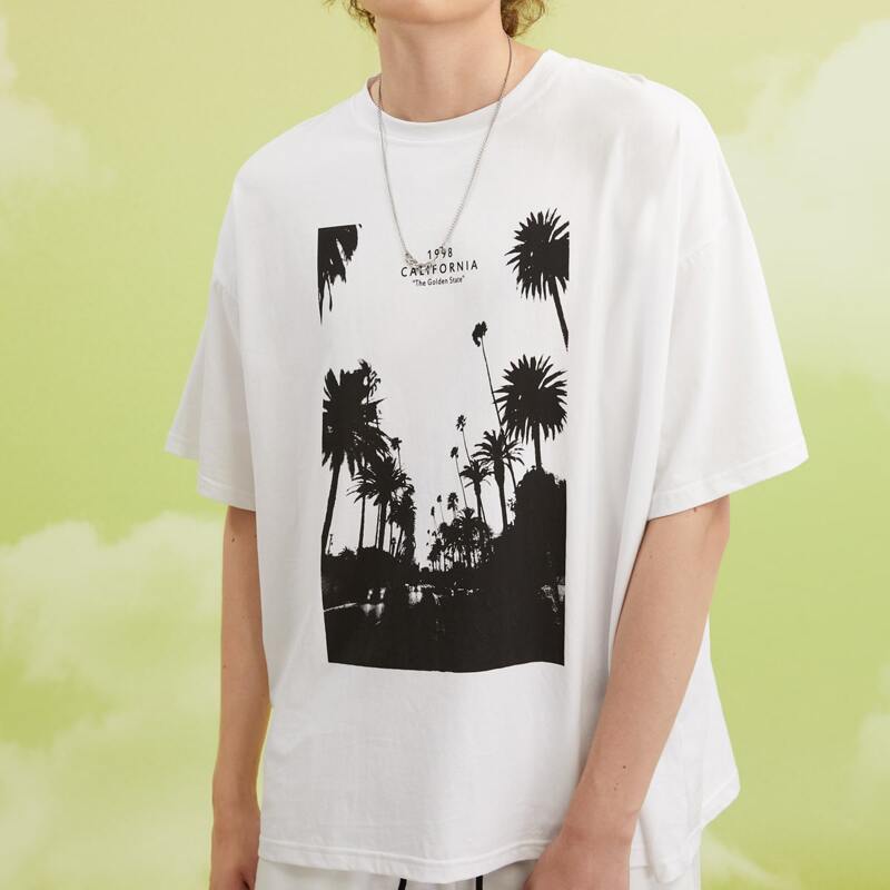 

Guys Palm Tree & Letter Graphic Tee, White
