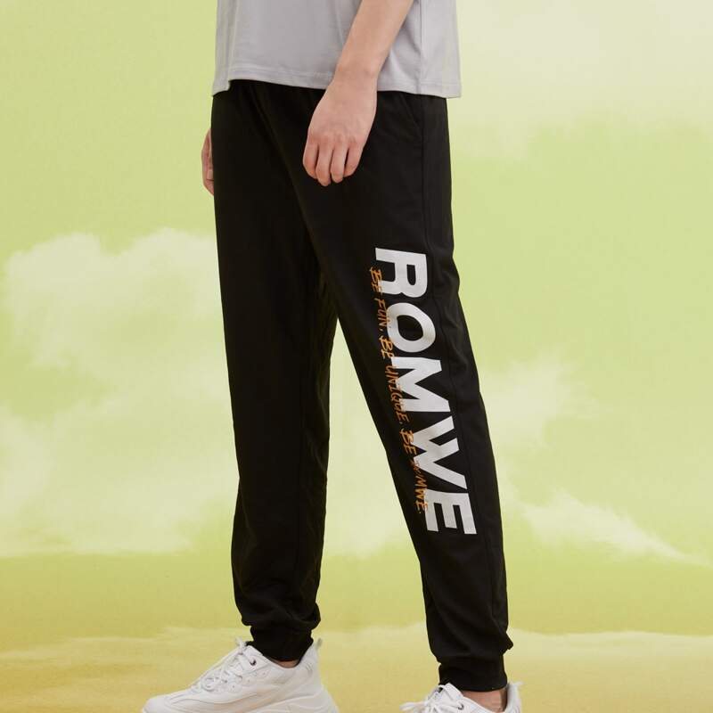 

Guys Letter Graphic Sweatpants, Black