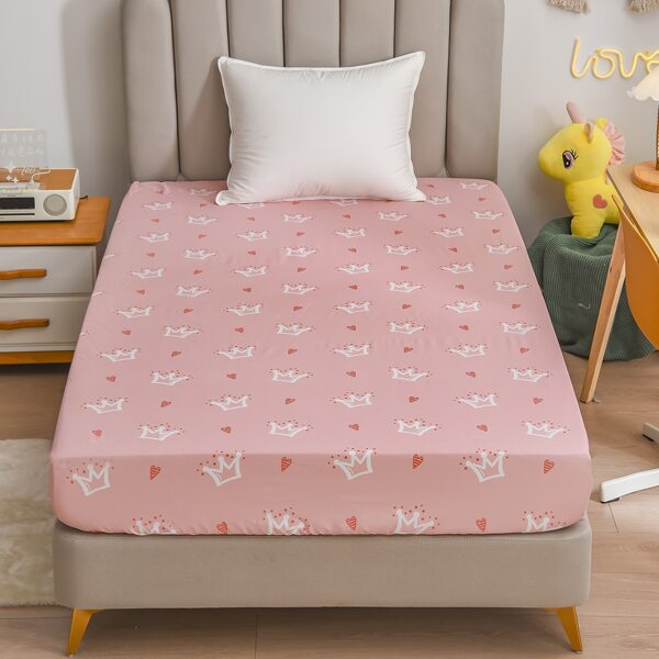 

Kids King Print Fitted Sheet, Pink