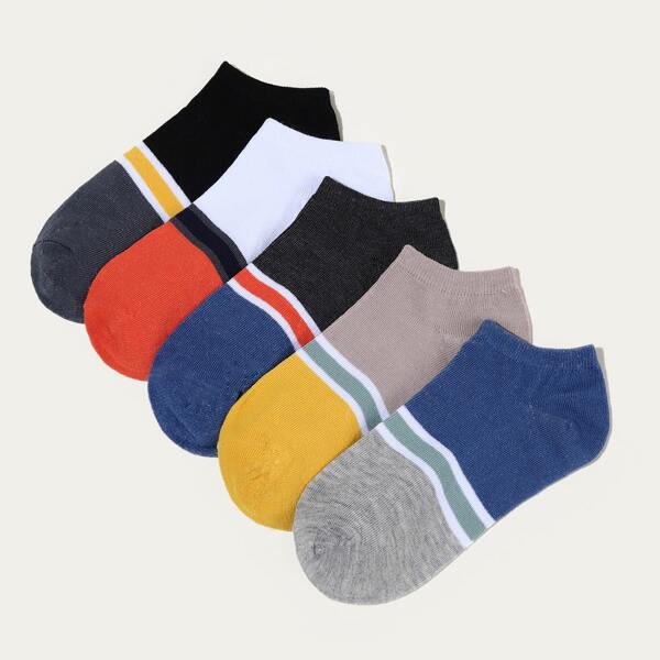

5pairs Color Block Ankle Socks, Multicolor