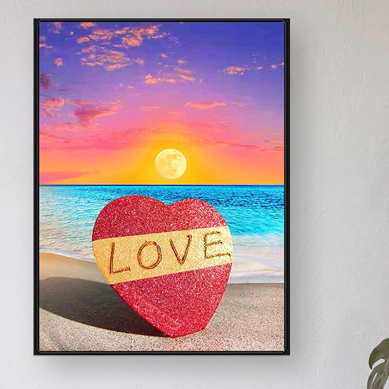 

Heart Print DIY Diamond Unframed Painting, Multicolor