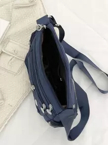 簡約女式尼龍斜背包，時尚多口袋皮夾，休閒旅行肩包鱷魚紋皮革手提包，復古漸變色單肩包，女式頂部提手挎包皮夾小多口袋斜挎包，帆布輕便斜挎包，休閒時尚百搭單肩包 - 藍色 - 查看 4