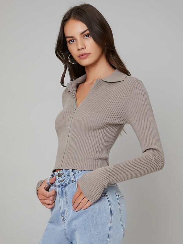 SHEIN BIZwear Zip Up Cardigan Workwear SHEIN