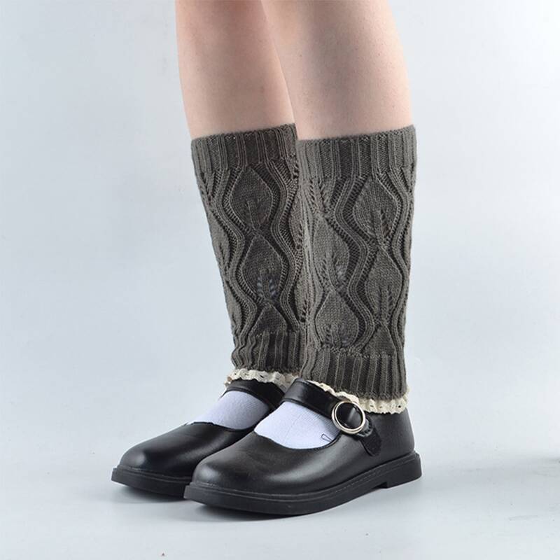 

Lace Trim Leg Warmers, Dark grey