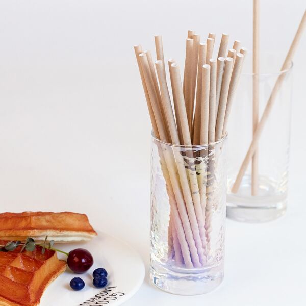 

50pcs Disposable Paper Straw, Khaki