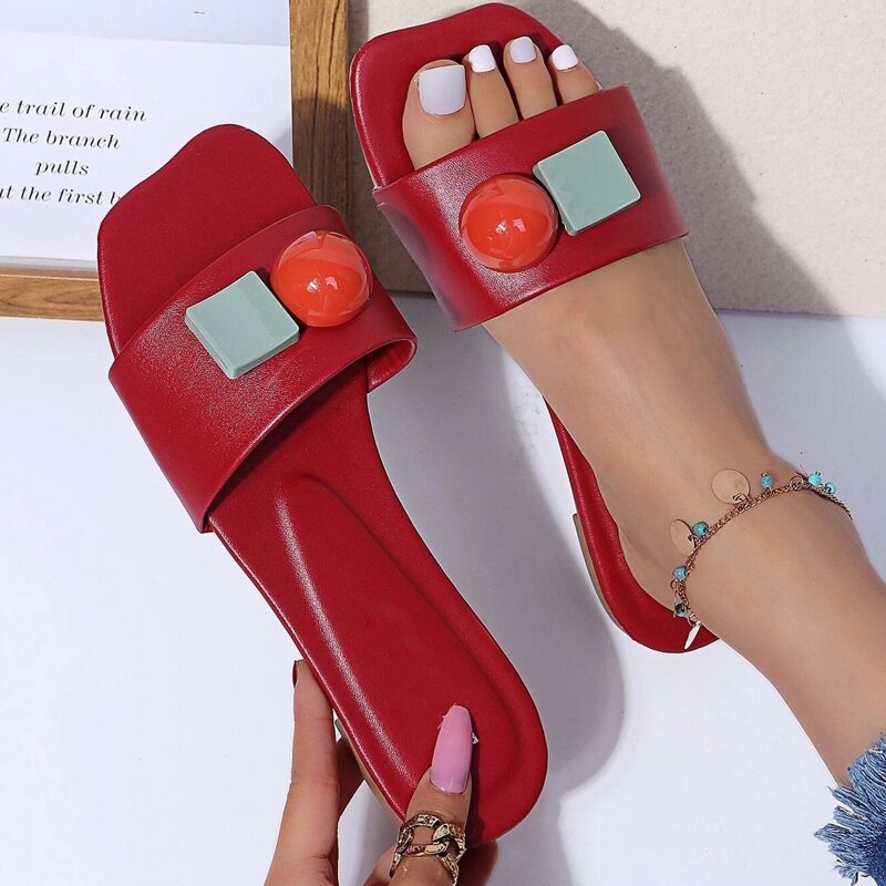

Minimalist Slide Sandals, Red
