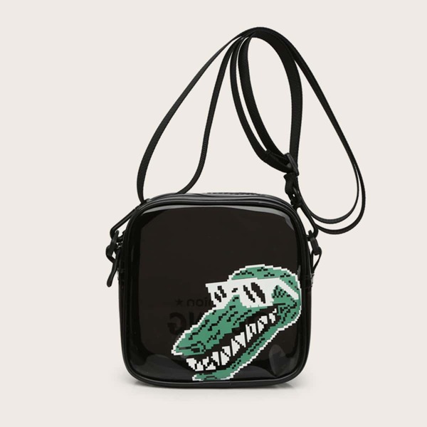

Cartoon Graphic Crossbody Bag, Black