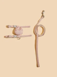 1pc Cat Design Pet Harness & 1pc Leash, No Pull - Pink - View 2