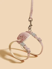1pc Cat Design Pet Harness & 1pc Leash, No Pull - Pink - View 3