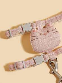 1pc Cat Design Pet Harness & 1pc Leash, No Pull - Pink - View 4