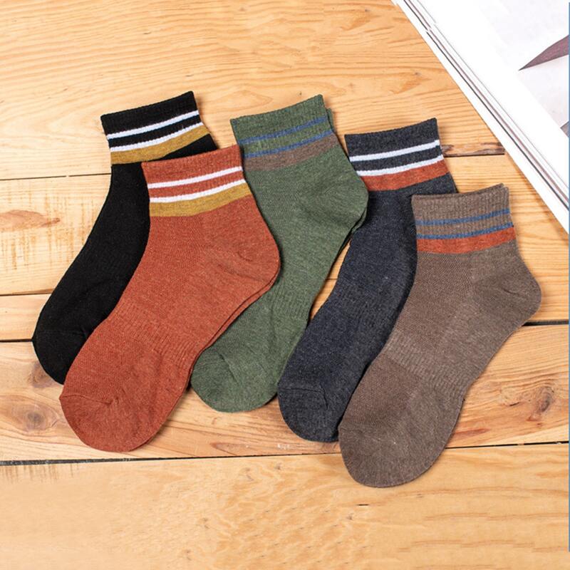 

5pairs Guys Striped Crew Socks, Multicolor