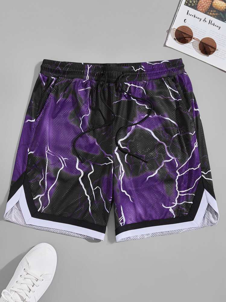 Manfinity 男性 雷プリント メッシュ ショートパンツ | SHEIN JAPAN