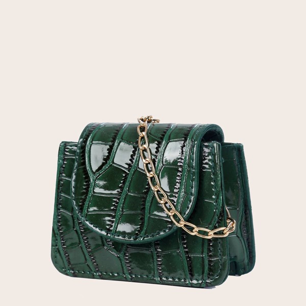 

Mini Croc Embossed Crossbody Bag, Green