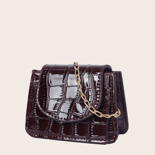 

Mini Croc Embossed Crossbody Bag, Coffee brown