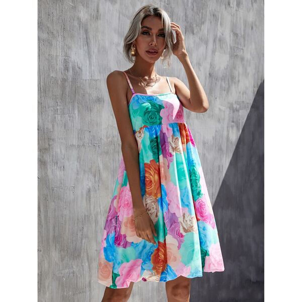 

Floral Print Backless Cami Dress, Multicolor