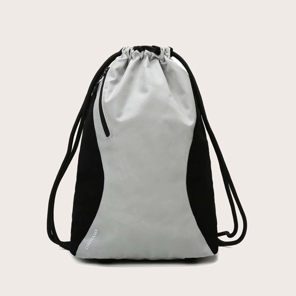 

Two Tone Drawstring Backpack, Grey